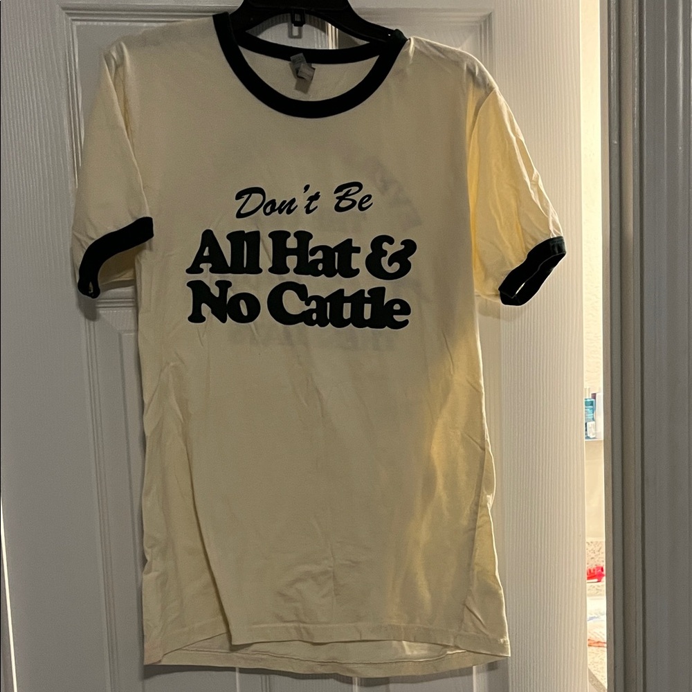 Next Level Apparel Cream Shirt with Green Trim